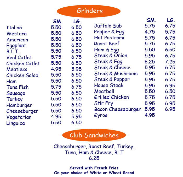 Grinders Nutrition Menu at John Fletcher blog